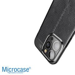 Microcase Apple iPhone 14 Pro Max Leather Tpu Silikon Kılıf - Siyah
