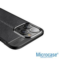Microcase Apple iPhone 14 Pro Max Leather Tpu Silikon Kılıf - Siyah