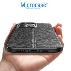 Microcase Apple iPhone 14 Pro Max Leather Tpu Silikon Kılıf - Siyah