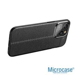 Microcase Apple iPhone 14 Pro Max Leather Tpu Silikon Kılıf - Siyah