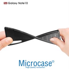 Microcase Samsung Note 10 Leather Tpu Silikon Kılıf - Siyah