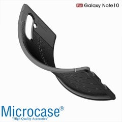 Microcase Samsung Note 10 Leather Tpu Silikon Kılıf - Siyah