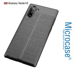 Microcase Samsung Note 10 Leather Tpu Silikon Kılıf - Siyah