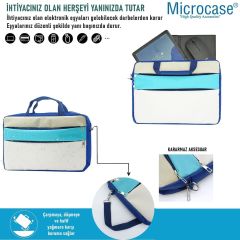 Microcase Lenovo Tab P12 TB370FU 12.7 inch ile uyumlu Tablet Macbook Laptop Tablet Çantası 2 Bölmeli AL4821 Krem Turkuaz Bej