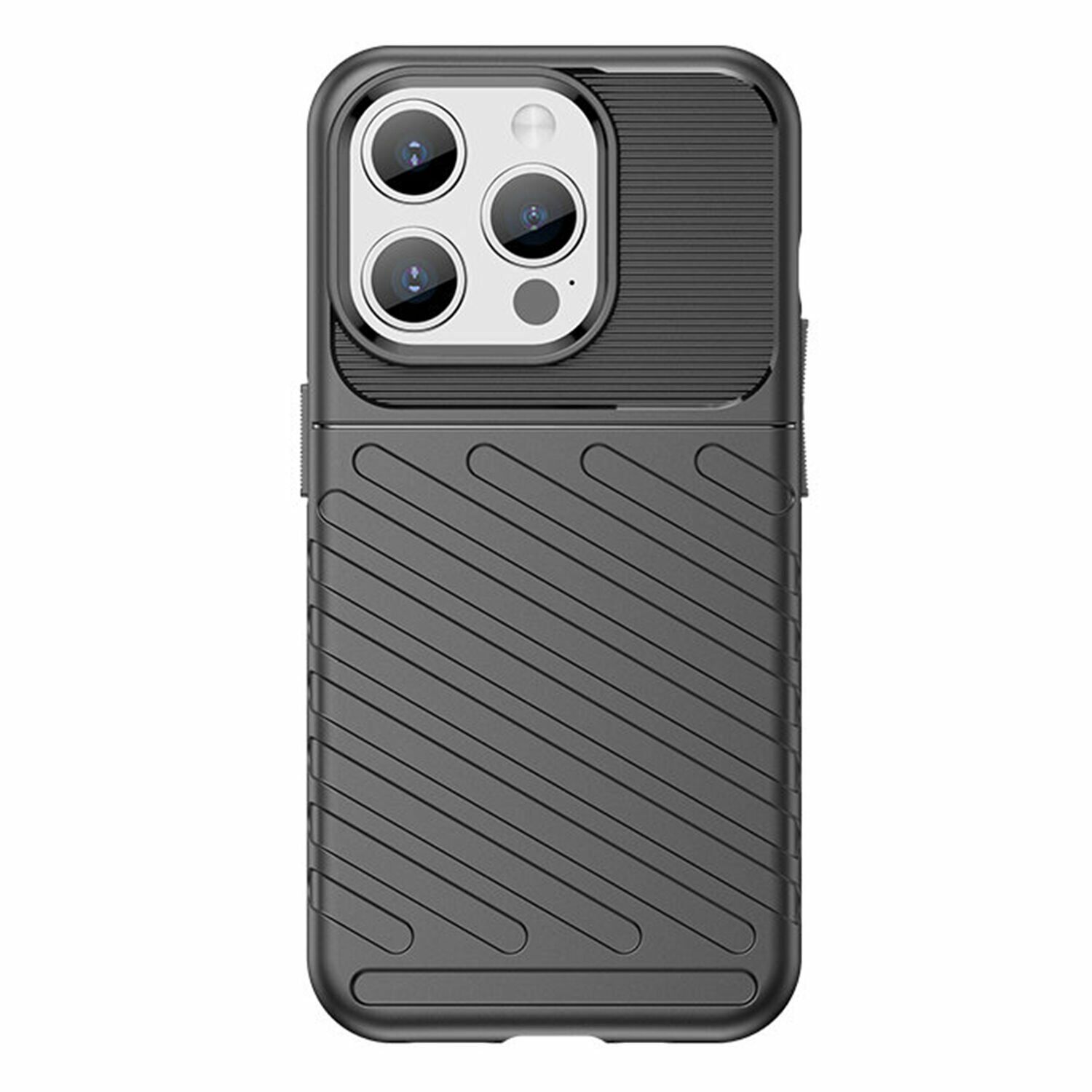 Microcase Iphone 15 ProMax Thunder Serisi Darbeye Dayanıklı Silikon Kılıf - Siyah AL3421