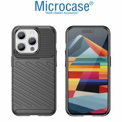 Microcase Iphone 15 ProMax Thunder Serisi Darbeye Dayanıklı Silikon Kılıf - Siyah AL3421