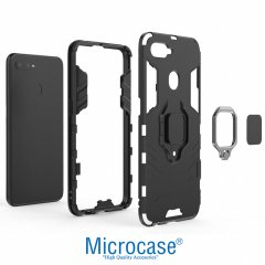 Microcase Oppo F9 - F9 Pro Batman Serisi Yüzük Standlı Armor Kılıf