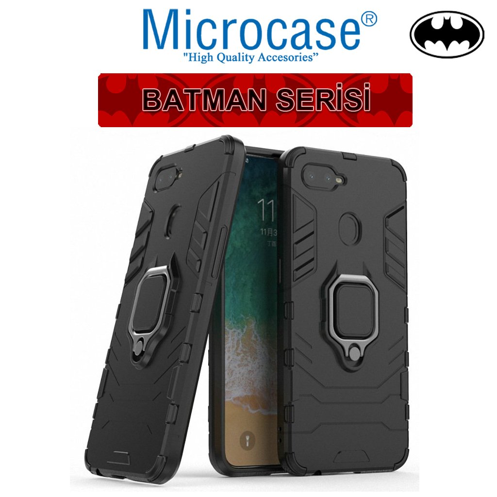 Microcase Oppo F9 - F9 Pro Batman Serisi Yüzük Standlı Armor Kılıf