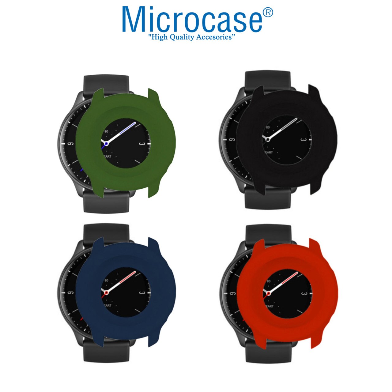 Microcase Amazfit GTR 2e 47mm Önü Açık Tasarım Silikon Kılıf (SEÇENEKLİ)