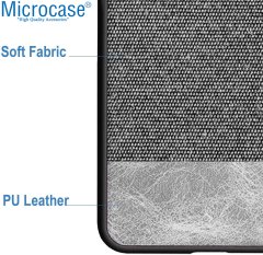 Microcase Realme 5 Pro Fabrik Serisi Kumaş ve Deri Desen Kılıf - Gri