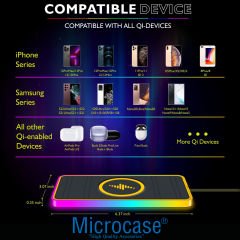 Microcase Araç İçi 15W RGB Wireless Kablosuz Şarj Özellikli Telefon Kaydırmaz Pad - AL3911