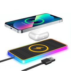 Microcase Araç İçi 15W RGB Wireless Kablosuz Şarj Özellikli Telefon Kaydırmaz Pad - AL3911
