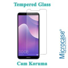 Microcase Huawei Y7 Pro 2018 Dual Sim Brushed Carbon Fiber Silikon Kılıf + Tempered Glass Cam Koruma