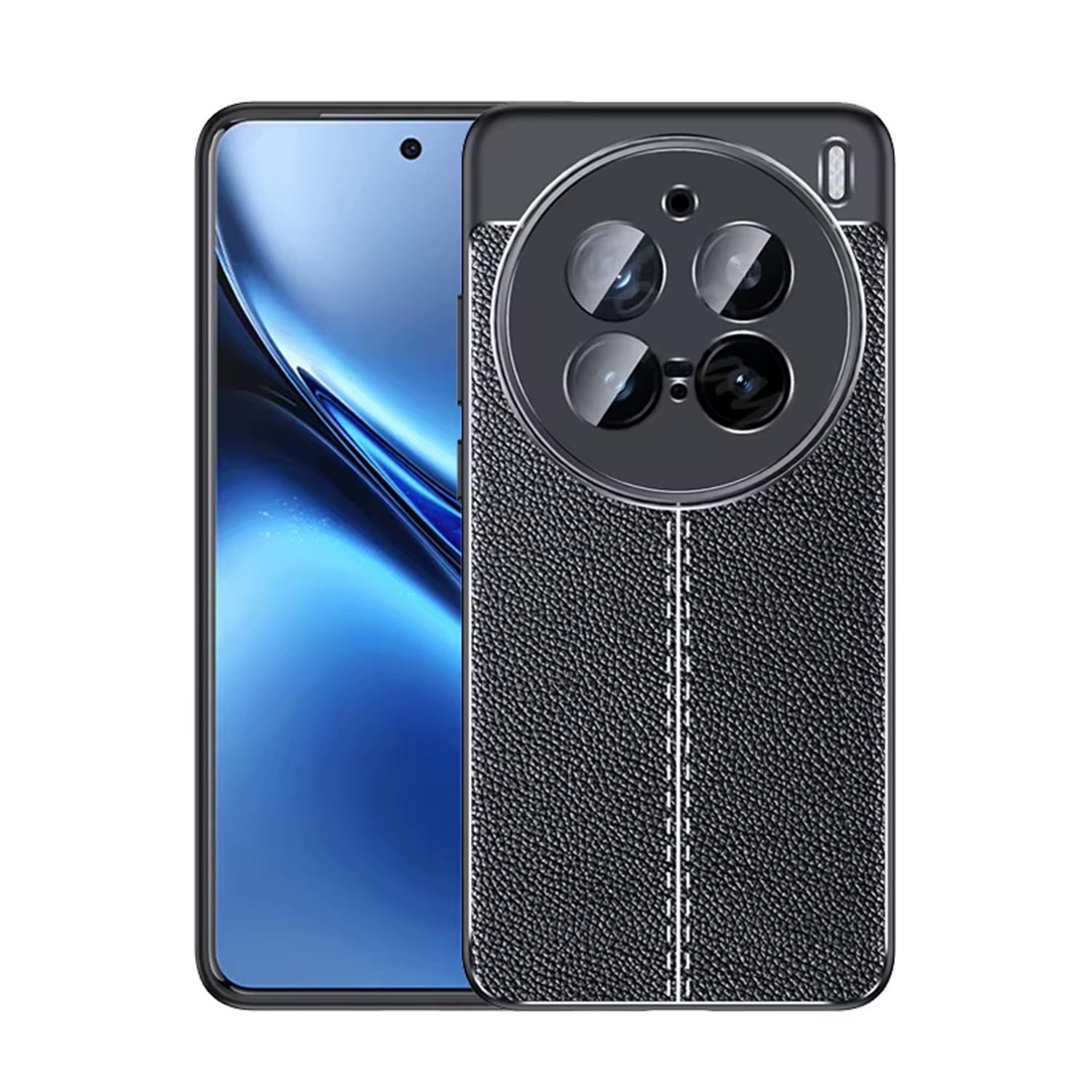 Microcase Vivo X200 Pro ile Uyumlu Leather Serisi Deri Efekt Silikon Kılıf - Siyah Al3337