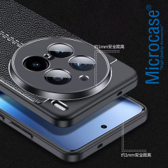 Microcase Vivo X200 Pro ile Uyumlu Leather Serisi Deri Efekt Silikon Kılıf - Siyah Al3337