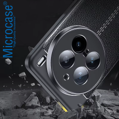 Microcase Vivo X200 Pro ile Uyumlu Leather Serisi Deri Efekt Silikon Kılıf - Siyah Al3337