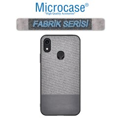 Microcase Huawei Y6 2019 - Y6s 2019 Fabrik Serisi Kumaş ve Deri Desen Kılıf - Gri