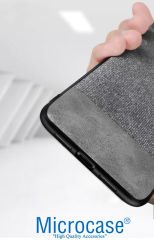 Microcase Huawei Y6 2019 - Y6s 2019 Fabrik Serisi Kumaş ve Deri Desen Kılıf - Gri