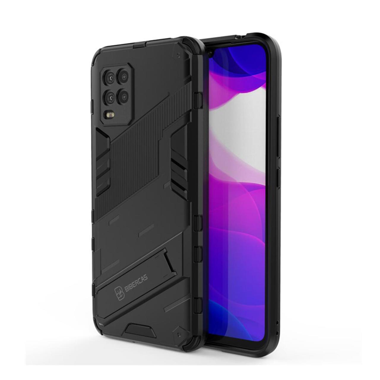 Microcase Xiaomi Mi 10 Lite 5G Matrix Armor Standlı Kılıf - Siyah