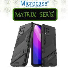 Microcase Xiaomi Mi 10 Lite 5G Matrix Armor Standlı Kılıf - Siyah