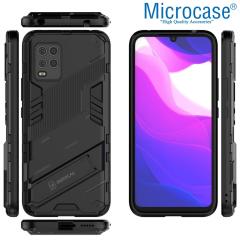 Microcase Xiaomi Mi 10 Lite 5G Matrix Armor Standlı Kılıf - Siyah