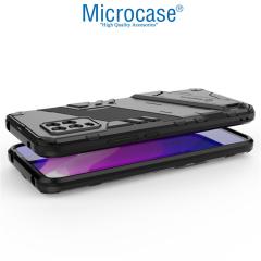 Microcase Xiaomi Mi 10 Lite 5G Matrix Armor Standlı Kılıf - Siyah