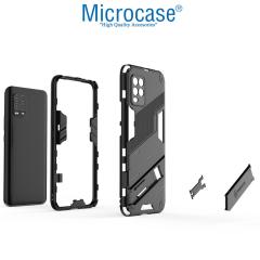 Microcase Xiaomi Mi 10 Lite 5G Matrix Armor Standlı Kılıf - Siyah