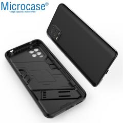 Microcase Xiaomi Mi 10 Lite 5G Matrix Armor Standlı Kılıf - Siyah