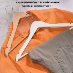 Microcase Ahşap Görünümlü Plastik Elbise Askısı A Kalite 10 adet  AL4493