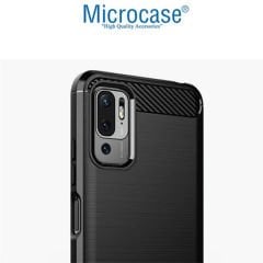 Microcase Xiaomi Redmi Note 11 SE - Redmi Note 10 5G Brushed Carbon Fiber Silikon Kılıf - Siyah