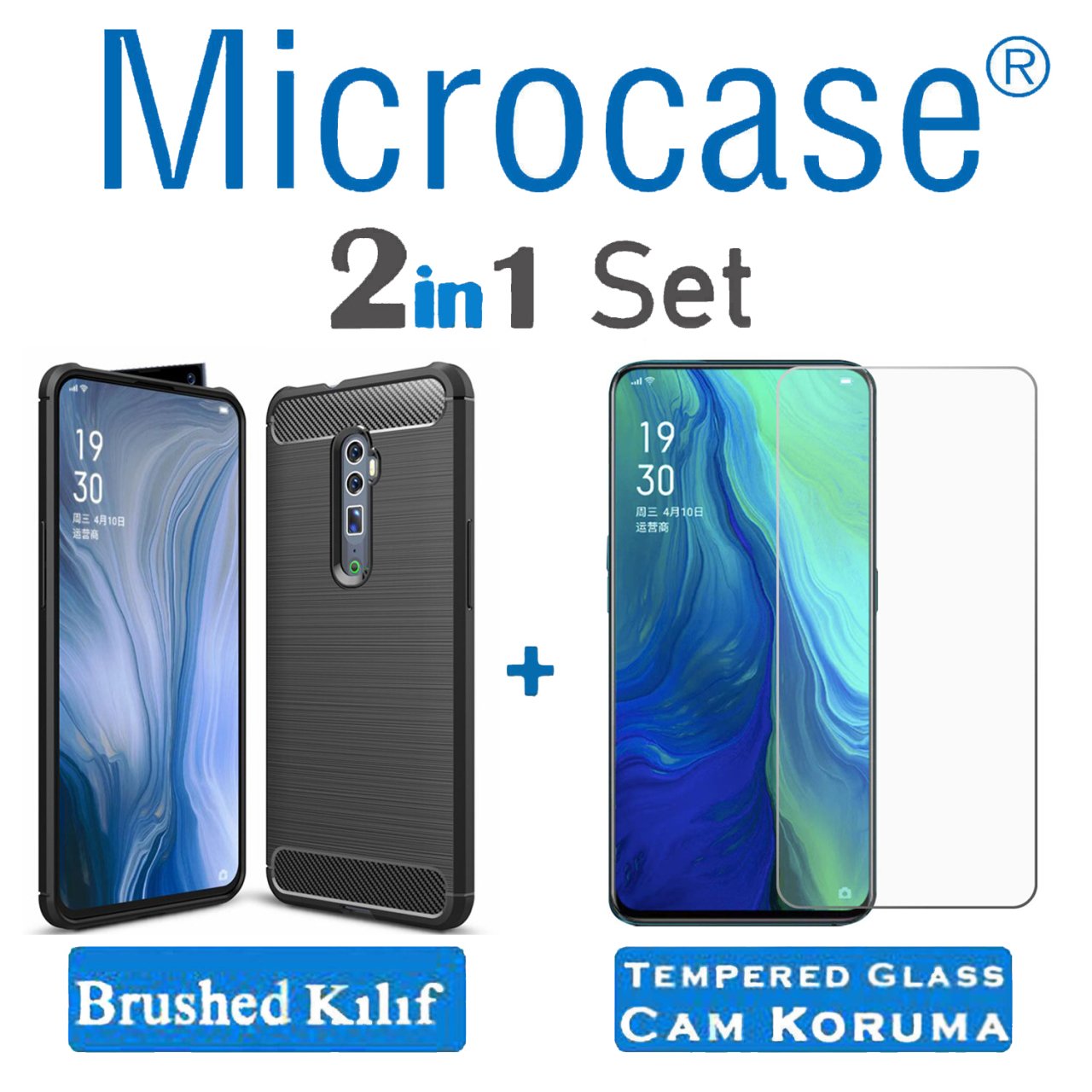 Microcase Oppo Reno 10X Zoom Brushed Carbon Kılıf + CAM