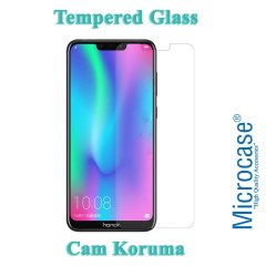 Microcase Huawei Honor 8C Brushed Carbon Fiber Silikon Kılıf + Tempered Glass Cam Koruma