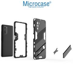 Microcase Xiaomi Poco F3 Matrix Armor Standlı Kılıf - Siyah