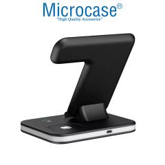Microcase Samsung-iPhone-Airpods ile uyumlu 15W 2in1 Kablosuz Hızlı Şarj Standı - AL3755