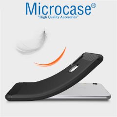 Microcase Huawei Honor 8A Pro Brushed Carbon Fiber Silikon Kılıf + Tempered Glass Cam Koruma