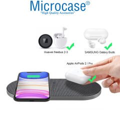Microcase Samsung-iPhone-Airpods ile uyumlu 15W 2in1 Kablosuz Hızlı Şarj Standı - AL3912