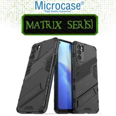 Microcase Oppo Reno 6 Matrix Armor Standlı Kılıf - Siyah