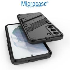 Microcase Samsung Galaxy S22 Plus Matrix Armor Standlı Kılıf - Siyah