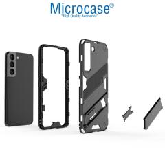 Microcase Samsung Galaxy S22 Plus Matrix Armor Standlı Kılıf - Siyah