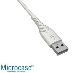 Microcase 3in1 Lightning Type C Micro USB Şarj ve Data Kablosu Kaymaz Materyal 120 cm - AL2891 Beyaz