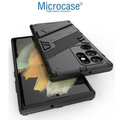 Microcase Samsung Galaxy S22 Ultra Matrix Armor Standlı Kılıf - Siyah