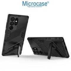 Microcase Samsung Galaxy S22 Ultra Matrix Armor Standlı Kılıf - Siyah