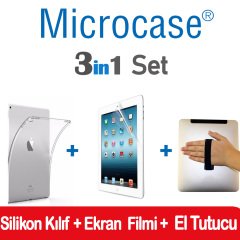 iPad 9.7'' 2017 Tablet Silikon Kılıf + Ekran Filmi + El Tutucu Set