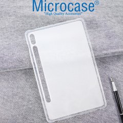Microcase Samsung Galaxy Tab S7 T870 Şeffaf Silikon Kılıf+ Tempered Glass Cam Koruma
