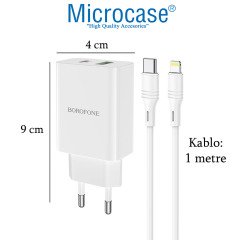 Microcase Borofone Seri Tüm Cihazlar ile Uyumlu Hızlı Şarj Adaptörü + Type C Lightning Kablo AL2893