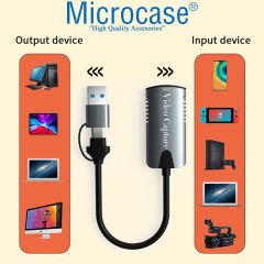 Microcase 2in1 USB / Type-C to HDMI Video Capture Video Kayıt Ekran Aktarma - AL3914