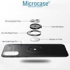 Microcase Samsung Galaxy A71 Focus Serisi Yüzük Standlı Silikon Kılıf - Siyah