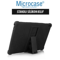 Microcase Lenovo Tab M10 HD TB-X306F 10.1 Tablet Standlı Silikon Kılıf - SİYAH