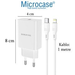 Microcase Borofone Serisi Hızlı Şarj Adaptörü 20W PD Güç Kaynağı + Type-C Lightning Kablo - AL2894