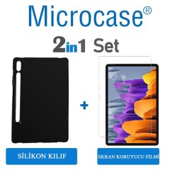 Microcase Samsung Galaxy tab S7 T870 Siyah Silikon Kılıf + Nano Esnek Ekran Koruma Filmi